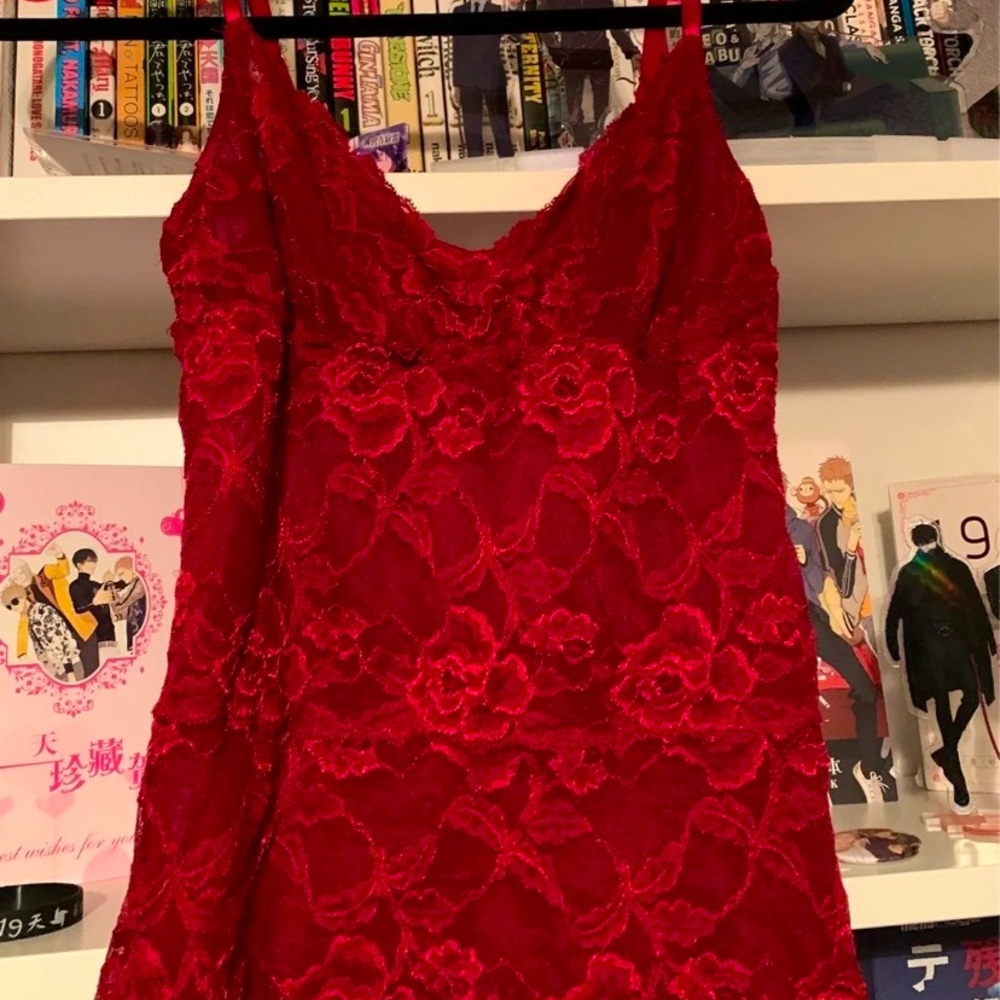 red floral camisole